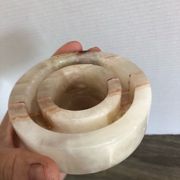 Vtg Carved Onyx Candle Holder - Picture 10 of 13